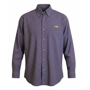 Antigua LSU Tigers Purple Plaid Long Sleeve Button Down Shirt Sz S